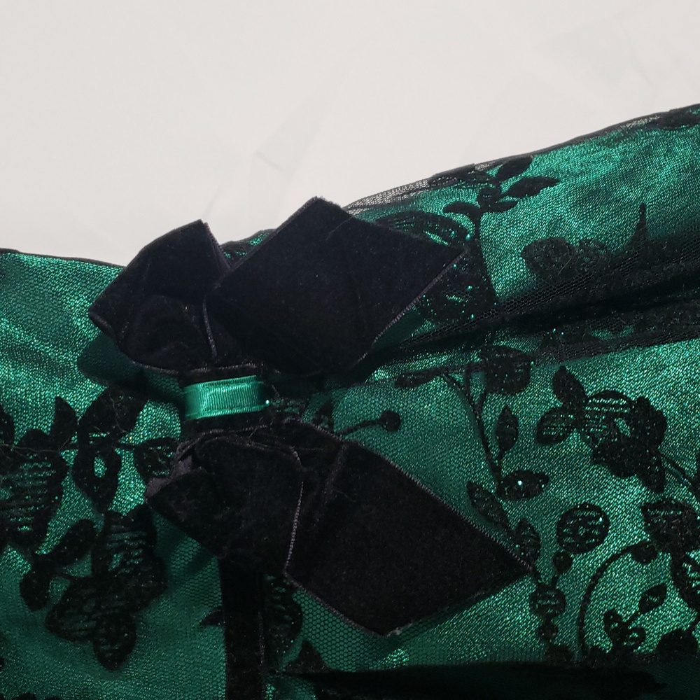 Girl' Elegant Green and Black Holiday Party Dress Size 10 Tulle Petticoat - Picture 2 of 16